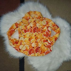 Kids Orange Citrus Print Button-Up Shirt